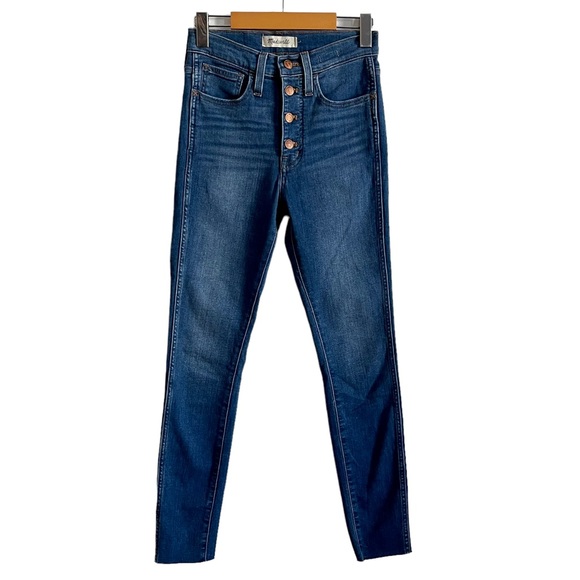 MADEWELL 10” High Rise Skinny Jeans Blue with Button Fly - Picture 4 of 14